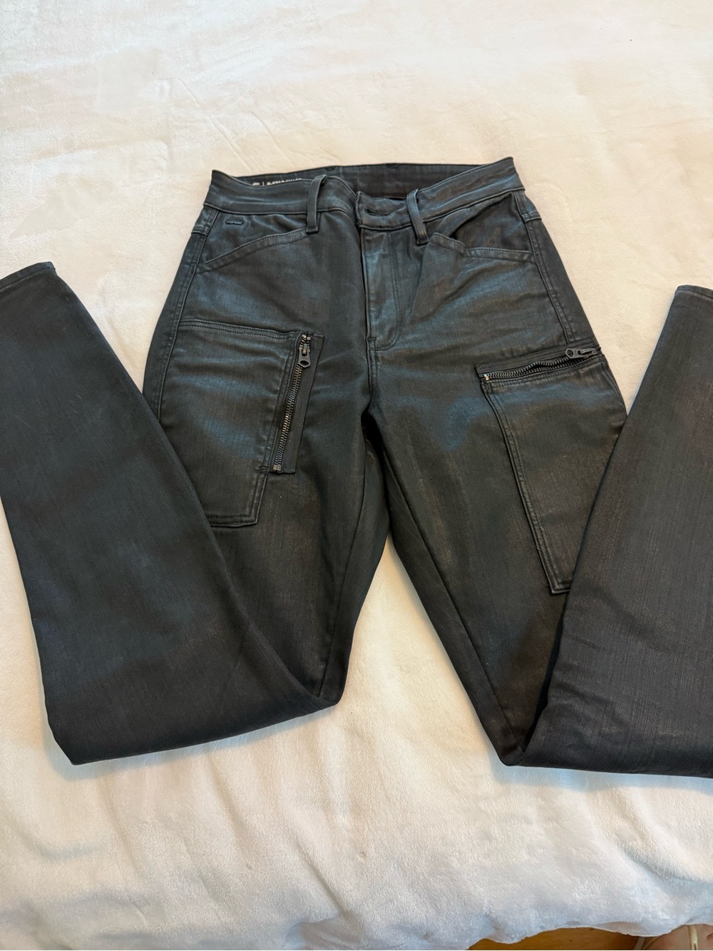 G-Star Black Skinny Cargo Jeans with Zip Pockets
